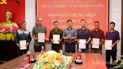 Lam Binh issues 22 Certificates of Land Use Rights for Forestry Land.