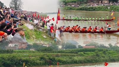 Exciting boat racing competition at the Nhu Nguyet Victory Festival.