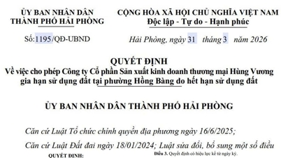 Hai Phong: Rozšíření práv k užívání pozemků o rozloze více než 10 000 m2 pro akciovou společnost Hung Vuong Production and Trading.