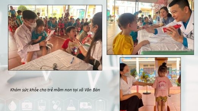 Health check-ups for children at Kindergarten No. 1 in Van Ban area.