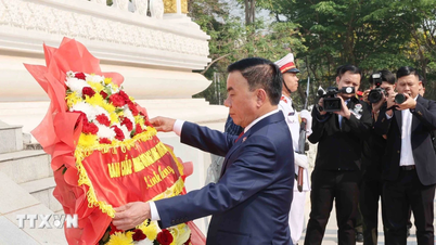 Cérémonie d'accueil officielle à Vientiane pour Tran Cam Tu, membre du Comité permanent du Comité central du Parti.