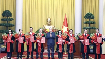 Secretarul general și președintele To Lam prezintă deciziile de numire judecătorilor Curții Supreme a Poporului.