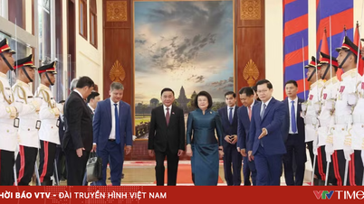 พิธีต้อนรับอย่างเป็นทางการสำหรับนายตรัน กัม ตู สมาชิกคณะกรรมการประจำพรรคกลาง เนื่องในโอกาสการเยือนราชอาณาจักรกัมพูชาอย่างเป็นทางการ