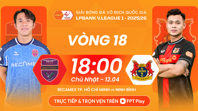 Direktestrømmingslenke for Becamex TP.HCM vs Ninh Binh, kl. 18.00 den 12. april, runde 18 av V.League