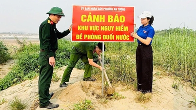 Der Stadtteil An Tuong hat Warnschilder zur Verhinderung des Ertrinkens an der Sandbank am Fuße der Tinh Huc Brücke aufgestellt.