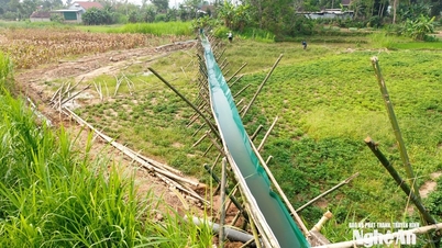 People in Nghia Hanh build 'hanging' irrigation canals to save their crops from drought.