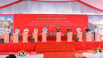 General Nguyen Trong Nghia deltog i den första spadtagen för Tan Dong Primary School-projektet.