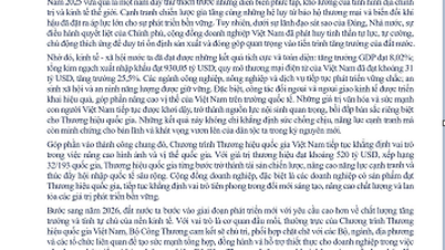 จดหมายแสดงความยินดีเนื่องในวันแบรนด์เวียดนาม 20 เมษายน 2551 - 20 เมษายน 2569