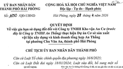 Hai Phong: Több mint 19 000 m2 földhasználati jog meghosszabbítása az An Cu Raktározási és Logisztikai Vállalat számára.