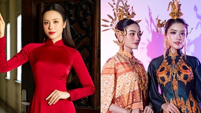 Tô Diệp Hà មើលទៅឆើតឆាយក្នុងអាវក្រហម ខណៈពេលដែលបវរកញ្ញាសម្រស់ Phương Oanh និង Yến Nhi បានប្រែក្លាយទៅជា " muses" ។