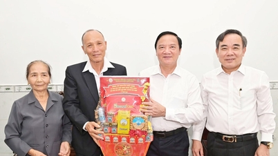 De vicevoorzitter van de Nationale Assemblee, Nguyen Khac Dinh, bezoekt families in Khanh Hoa en overhandigt hen geschenken.