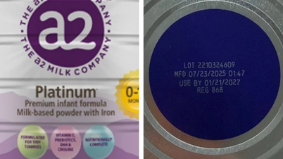 Władze dokonują przeglądu i wycofują trzy partie mleka modyfikowanego dla niemowląt a2 Platinum Premium.