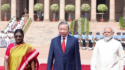 [ภาพ] พิธีต้อนรับอย่างเป็นทางการสำหรับการเยือนสาธารณรัฐอินเดียของเลขาธิการและประธานโต ลัม