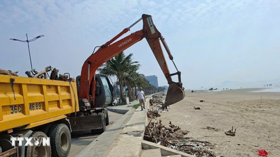 The trash on Hai Tien beach has been cleaned up, ready to welcome tourists.