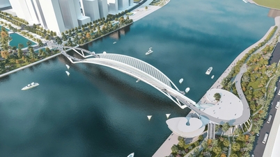 De voetgangersbrug over de Saigon-rivier, die een miljard dollar kost, zal naar verwachting in september 2026 worden voltooid.