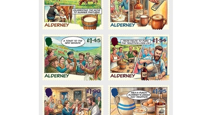 ការិយាល័យប្រៃសណីយ៍ Alderney ចេញសំណុំតែមរំលឹកសម្រាប់ពិធីបុណ្យស្រា និងចាហួយ។