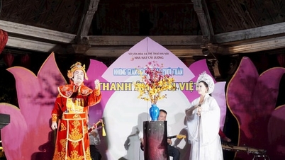 Traditional Vietnamese opera resonates through the pedestrian streets around Hoan Kiem Lake.