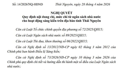 Erlass einer Resolution zur Festlegung des Inhalts und der Höhe der Ausgaben aus dem Staatshaushalt für Innovationsaktivitäten in der Provinz Thai Nguyen.