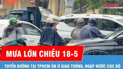 Chiều 18-5, mưa lớn khiến nhiều tuyến đường TPHCM ùn ứ, ngập cục bộ
