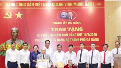 Parti Merkez Komitesi Sekreterliği Daimi Üyesi Tran Cam Tu, Da Nang'da düzenlenen 80 yıllık Parti üyeliği rozeti törenine katıldı.