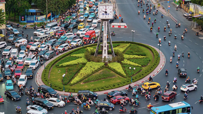 Starea actuală a celui mai haotic sens giratoriu din orașul Ho Chi Minh înainte de ajustările de trafic.