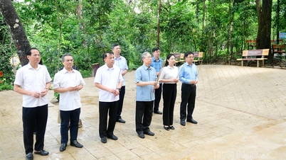 Tran Quoc Vuong, voormalig lid van het Politbureau en voormalig permanent secretaris van het Centraal Comité van de Communistische Partij van Vietnam, offert wierook op de bijzondere nationale historische locatie Tan Trao.