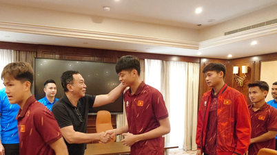 トラン・クオック・トゥアン会長とローランド監督は、準々決勝の試合前にベトナムU17代表チームに指示を与えた。
