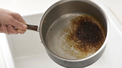 A trick to clean burnt-on bottoms of pots and pans using only this readily available ingredient in your kitchen.