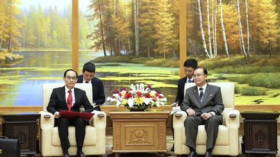 Special Envoy of General Secretary and President To Lam, Comrade Le Hoai Trung, Member of the Political Bureau and Minister of Foreign Affairs, met with the Chairman of the Standing Committee of the Supreme People's Assembly and Chairman of the Supreme People's Assembly of the Democratic People's Republic of Korea.