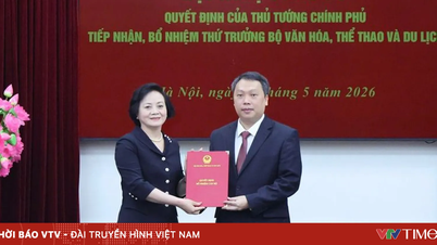 De benoemingsbeslissing aan de heer Nguyen Huy Dung als viceminister van Cultuur, Sport en Toerisme wordt overhandigd.