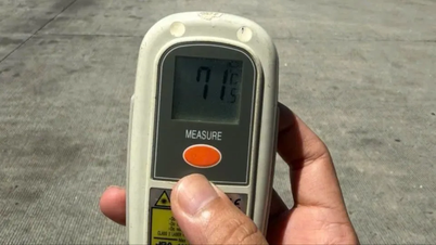 Teplota betonového povrchu na letišti Noi Bai dosáhla 71 °C.