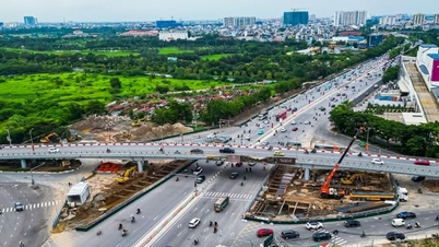 Visão geral do canteiro de obras do viaduto de Co Linh após 7 meses de trabalho.