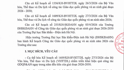 Piano di lavoro per la formazione in materia di difesa e sicurezza nazionale dell'Università di Teatro e Cinema di Hanoi per il 2026