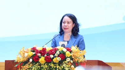 Vicepresident Vo Thi Anh Xuan drukte op de knop om de Maand van Actie voor Kinderen in Quang Ninh te lanceren.