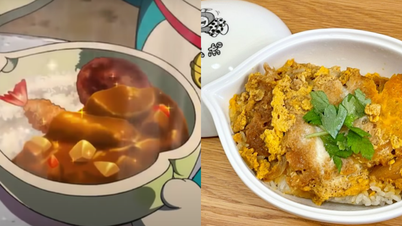 I magici gadget di Doraemon prendono vita nella ciotola di riso con cotoletta di maiale fritta di Jaian.