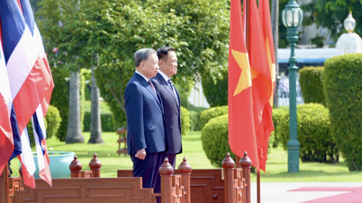 Der Premierminister von Thailand leitete die Begrüßungszeremonie für Generalsekretär und Präsident To Lam und seine Frau.