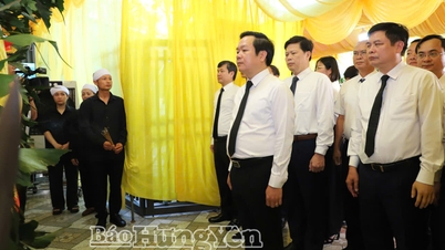 Delegasi dari Komite Partai Provinsi, Dewan Rakyat Provinsi, Komite Rakyat Provinsi, dan Komite Provinsi Front Persatuan Nasional Vietnam memberikan penghormatan kepada martir Nguyen Thanh Nhien.