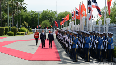 Welcoming ceremony for General Secretary and President To Lam and his wife on their official visit to Thailand.