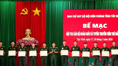 Guardia di frontiera di Tay Ninh: Cerimonia di chiusura del concorso 2026 per i funzionari più meritevoli dell'Unione Giovanile e i giovani propagandisti.
