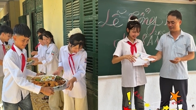 A viral video shows teachers and students celebrating the end of the school year with a "rewards ceremony and feast" in the classroom.