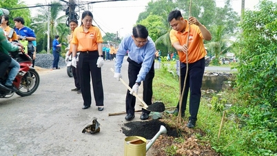 Gemeinde Binh Chanh, Ho-Chi-Minh-Stadt: Die Bewohner beteiligen sich begeistert am Baumpflanzfest.