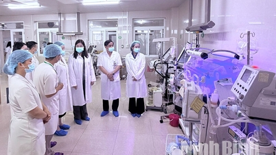 La camarade Ha Lan Anh, vice-présidente du Comité populaire de la province de Ninh Binh, a offert des cadeaux à des enfants en situation particulièrement difficile qui reçoivent des soins à l'hôpital provincial d'obstétrique et de pédiatrie de Ninh Binh.