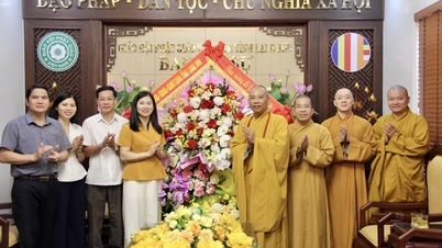 Para pemimpin provinsi mengucapkan selamat kepada Dewan Eksekutif Asosiasi Buddha Vietnam provinsi tersebut atas perayaan Hari Lahir Buddha.