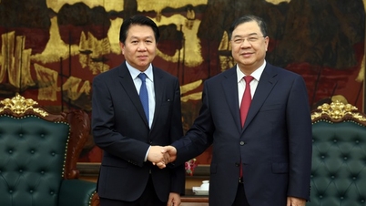 Il vice primo ministro permanente Pham Gia Tuc riceve il viceministro degli affari esteri del Laos, Anouparb Vongnorkeo.