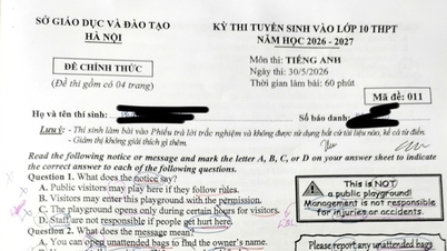 Kunci jawapan untuk kod peperiksaan Bahasa Inggeris 011 untuk kemasukan ke gred 10 di Hanoi pada tahun 2026