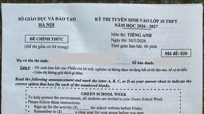 Antwoordensleutel voor het Engelse examen met code 020 voor toelating tot klas 10 in Hanoi in 2026