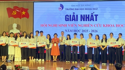 Se entregaron premios a casi 50 proyectos de investigación científica realizados por estudiantes de la Universidad de Lenguas Extranjeras de Da Nang.
