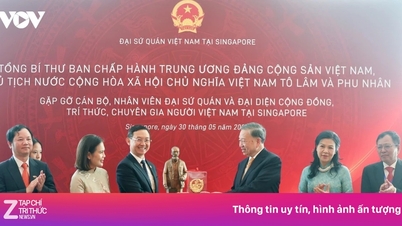 The General Secretary, the President, and his wife meet with Vietnamese people in Singapore.