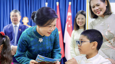 La signora Ngo Phuong Ly ha fatto visita alla scuola di lingua vietnamita Lac Hong di Singapore e ha donato 100 libri.