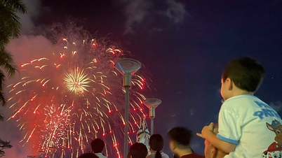Toeristen werden getrakteerd op een spectaculaire vuurwerkshow langs de Han-rivier.